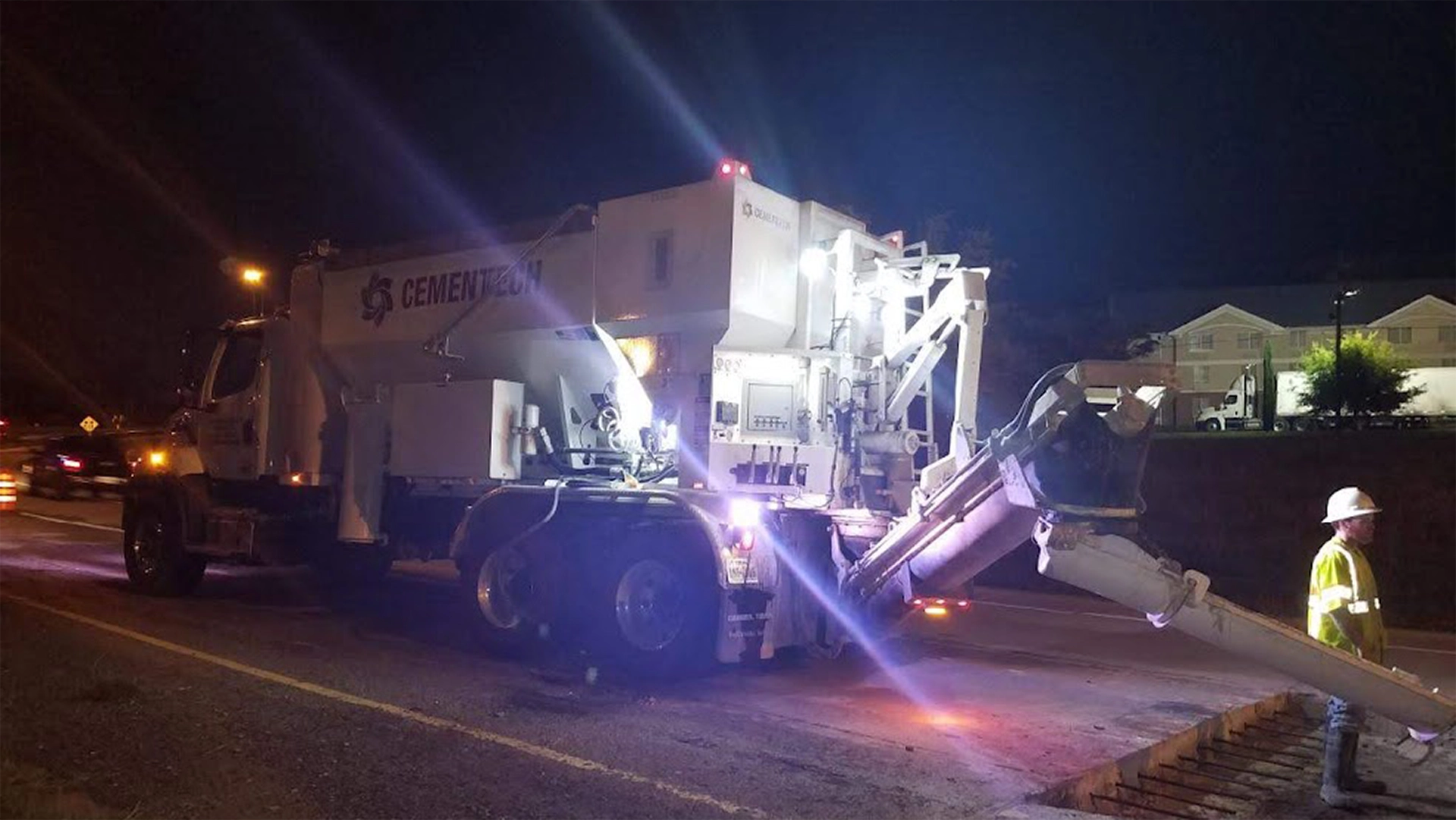 CPAVE concrete truck at night