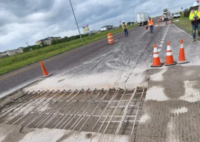 Roadway repair with rebar ready for concrete